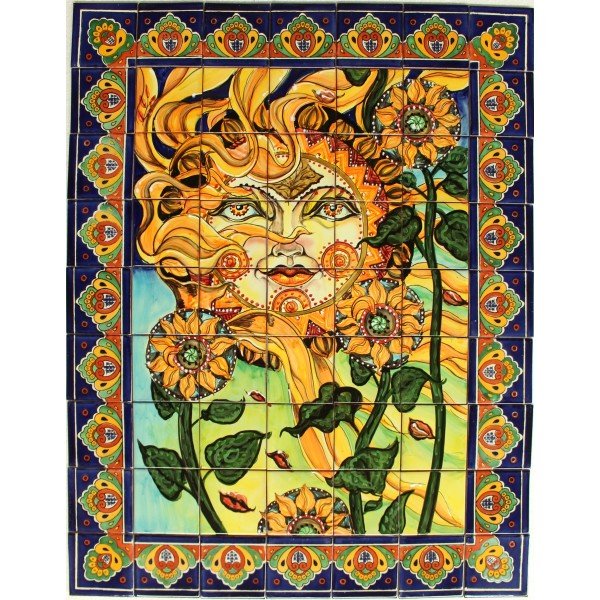 Mexican Talavera Mural Sol Floral2